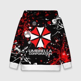 Детская толстовка 3D с принтом UMBRELLA CORPORATION. в Курске, 100% полиэстер | двухслойный капюшон со шнурком для регулировки, мягкие манжеты на рукавах и по низу толстовки, спереди карман-кенгуру с мягким внутренним слоем | corp | corporation | resident evil | umbrella | umbrella corporation | зомби апокалипсис | зонт | игра