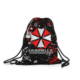 Рюкзак-мешок 3D с принтом UMBRELLA CORPORATION. в Курске, 100% полиэстер | плотность ткани — 200 г/м2, размер — 35 х 45 см; лямки — толстые шнурки, застежка на шнуровке, без карманов и подкладки | corp | corporation | resident evil | umbrella | umbrella corporation | зомби апокалипсис | зонт | игра