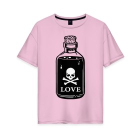 Женская футболка хлопок Oversize с принтом Love is death в Курске, 100% хлопок | свободный крой, круглый ворот, спущенный рукав, длина до линии бедер
 | 
