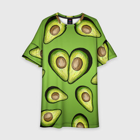 Детское платье 3D с принтом Люблю авокадо в Курске, 100% полиэстер | прямой силуэт, чуть расширенный к низу. Круглая горловина, на рукавах — воланы | food | green | vegetarian | вегетарианец | влюбленность | влюбленные | вместе навсегда | девушке | здоровый | здоровый образ жизни | зелень | кружка | любимая | любимый | люблю | май | натуральный