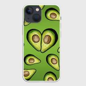 Чехол для iPhone 13 mini с принтом Люблю авокадо в Курске,  |  | food | green | vegetarian | вегетарианец | влюбленность | влюбленные | вместе навсегда | девушке | здоровый | здоровый образ жизни | зелень | кружка | любимая | любимый | люблю | май | натуральный
