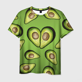 Мужская футболка 3D с принтом Люблю авокадо в Курске, 100% полиэфир | прямой крой, круглый вырез горловины, длина до линии бедер | food | green | vegetarian | вегетарианец | влюбленность | влюбленные | вместе навсегда | девушке | здоровый | здоровый образ жизни | зелень | кружка | любимая | любимый | люблю | май | натуральный