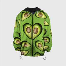 Детская куртка 3D с принтом Люблю авокадо в Курске, 100% полиэстер | застежка — молния, подол и капюшон оформлены резинкой с фиксаторами, по бокам — два кармана без застежек, один потайной карман на груди, плотность верхнего слоя — 90 г/м2; плотность флисового подклада — 260 г/м2 | Тематика изображения на принте: food | green | vegetarian | вегетарианец | влюбленность | влюбленные | вместе навсегда | девушке | здоровый | здоровый образ жизни | зелень | кружка | любимая | любимый | люблю | май | натуральный