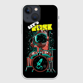 Чехол для iPhone 13 mini с принтом Lets Rock в Курске,  |  | art | astronaut | drummer | drums | rock | rocket | space | арт | астронавт | барабанщик | барабаны | космонавт | космос | ракета | рок