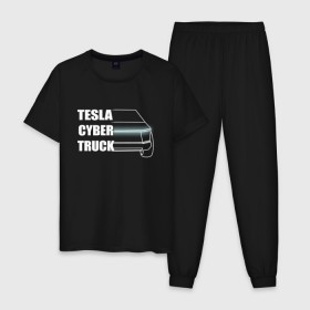 Мужская пижама хлопок с принтом Tesla Cybertruck в Курске, 100% хлопок | брюки и футболка прямого кроя, без карманов, на брюках мягкая резинка на поясе и по низу штанин
 | 