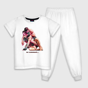 Детская пижама хлопок с принтом Хабиб vs Конор в Курске, 100% хлопок |  брюки и футболка прямого кроя, без карманов, на брюках мягкая резинка на поясе и по низу штанин
 | 