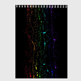 Скетчбук с принтом Аркобалено в Курске, 100% бумага
 | 48 листов, плотность листов — 100 г/м2, плотность картонной обложки — 250 г/м2. Листы скреплены сверху удобной пружинной спиралью | color | капли | краски | палитра | радуга | темная основа | цвета