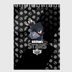 Скетчбук с принтом BRAWL STARS CROW в Курске, 100% бумага
 | 48 листов, плотность листов — 100 г/м2, плотность картонной обложки — 250 г/м2. Листы скреплены сверху удобной пружинной спиралью | 8 bit | bibi | brawl stars | brock | bull | crow | dinomike | el primo | leon | mobile game | nita | poko | ricochet | stars | tara | бравл старс | ворон | леон | мобильные игры