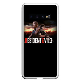 Чехол для Samsung Galaxy S10 с принтом Resident Evil 3 в Курске, Силикон | Область печати: задняя сторона чехла, без боковых панелей | Тематика изображения на принте: carlos oliveira | jill valentine | nemesis | re 3 | resident evil 3 remake | джил вэлентайн | карлос оливейра | немезида | немезис | обитель зла