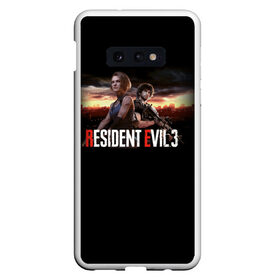 Чехол для Samsung S10E с принтом Resident Evil 3 в Курске, Силикон | Область печати: задняя сторона чехла, без боковых панелей | Тематика изображения на принте: carlos oliveira | jill valentine | nemesis | re 3 | resident evil 3 remake | джил вэлентайн | карлос оливейра | немезида | немезис | обитель зла