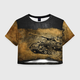 Женская футболка Crop-top 3D с принтом Tanks are not afraid mud в Курске, 100% полиэстер | круглая горловина, длина футболки до линии талии, рукава с отворотами | 