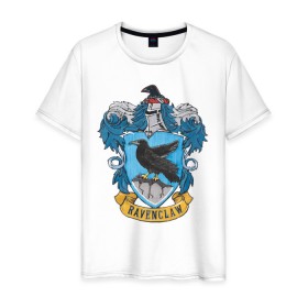 Мужская футболка хлопок с принтом Coat of Ravenclaw в Курске, 100% хлопок | прямой крой, круглый вырез горловины, длина до линии бедер, слегка спущенное плечо. | vdgerir | гарри поттер | гриффиндор | дамблдор | добби | слизерин | хогвартс