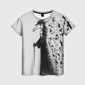 Женская футболка 3D с принтом Чумной доктор в Курске, 100% полиэфир ( синтетическое хлопкоподобное полотно) | прямой крой, круглый вырез горловины, длина до линии бедер | lord | plague | болезнь | вороны | доктор | маска | птицы | чумной