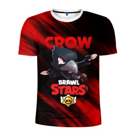 Мужская футболка 3D спортивная с принтом BRAWL STARS CROW в Курске, 100% полиэстер с улучшенными характеристиками | приталенный силуэт, круглая горловина, широкие плечи, сужается к линии бедра | bibi | brawl stars | crow | el brown | leon | leon shark | max | sally leon | shark | stars | werewolf | акула | биби | ворон | леон | оборотень