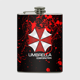 Фляга с принтом UMBRELLA CORP в Курске, металлический корпус | емкость 0,22 л, размер 125 х 94 мм. Виниловая наклейка запечатывается полностью | Тематика изображения на принте: biohazard | biohazard 7 | crocodile | fang | game | hand | monster | new umbrella | resident evil | resident evil 7 | umbrella | umbrella corp | umbrella corporation | zombie | обитель