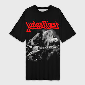 Платье-футболка 3D с принтом JUDAS PRIEST. в Курске,  |  | firepower | judas priest | бог металла | джудас прист | иуда прист | музыка | роб хэлфорд | рок | рок н ролл | хэви метал