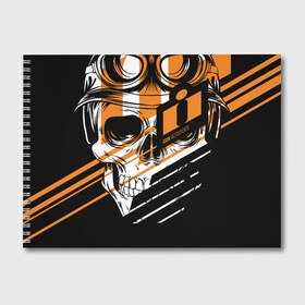 Альбом для рисования с принтом Череп Icon оранжевый в Курске, 100% бумага
 | матовая бумага, плотность 200 мг. | bike | bikes | icon | moto | skull | skull icon | skulls | skulls icon | байки | мото | мото icon | мото айкон | мотоциклист | мотоциклы | череп | череп icon | череп айкон | черепа | черепа icon | черепа айкон