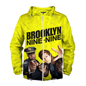 Мужская ветровка 3D с принтом Brooklyn Nine-Nine в Курске, 100% полиэстер | подол и капюшон оформлены резинкой с фиксаторами, два кармана без застежек по бокам, один потайной карман на груди | 7 сезон | 99 участок | brooklyn nine nine | бруклин | бруклин 9 9 | комедия