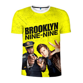 Мужская футболка 3D спортивная с принтом Brooklyn Nine-Nine в Курске, 100% полиэстер с улучшенными характеристиками | приталенный силуэт, круглая горловина, широкие плечи, сужается к линии бедра | 7 сезон | 99 участок | brooklyn nine nine | бруклин | бруклин 9 9 | комедия