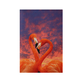Обложка для паспорта матовая кожа с принтом Flamingo Love в Курске, натуральная матовая кожа | размер 19,3 х 13,7 см; прозрачные пластиковые крепления | Тематика изображения на принте: 14 февраля | 8 марта | валентинов день | верность | влюбленность | влюбленные | вместе | вместе навсегда | девушке | женат | женский день | женский праздник | закат | замужем | кружка | любимая