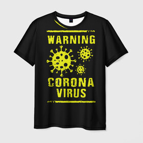 Мужская футболка 3D с принтом Warning Corona Virus в Курске, 100% полиэфир | прямой крой, круглый вырез горловины, длина до линии бедер | 2019 | 2019 ncov | 2020 | corona | coronavirus | market | ncov | pneumonia | seafood | virus | warning | wuhan | вирус | внимание | китай | коронавирус | осторожно | ухань | уханьский коронавирус | штамм