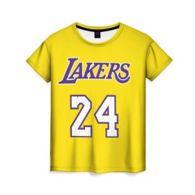 Женская футболка 3D с принтом Kobe Bryant 24 в Курске, 100% полиэфир ( синтетическое хлопкоподобное полотно) | прямой крой, круглый вырез горловины, длина до линии бедер | 24 | basketball | kobe bryant | lakers | nba