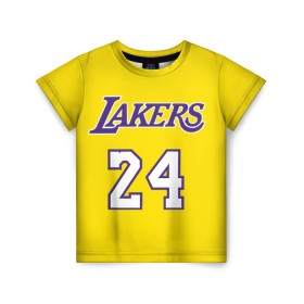 Детская футболка 3D с принтом Kobe Bryant 24 в Курске, 100% гипоаллергенный полиэфир | прямой крой, круглый вырез горловины, длина до линии бедер, чуть спущенное плечо, ткань немного тянется | 24 | basketball | kobe bryant | lakers | nba