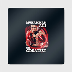Магнит виниловый Квадрат с принтом Muhammad Ali в Курске, полимерный материал с магнитным слоем | размер 9*9 см, закругленные углы | ali | muhammad ali | the greatest | али | бокс | мухамед али | мухаммед али