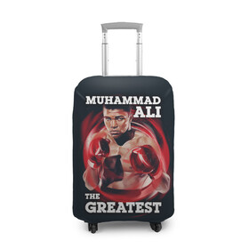 Чехол для чемодана 3D с принтом Muhammad Ali в Курске, 86% полиэфир, 14% спандекс | двустороннее нанесение принта, прорези для ручек и колес | ali | muhammad ali | the greatest | али | бокс | мухамед али | мухаммед али