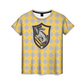 Женская футболка 3D с принтом Coat of Hufflepuff в Курске, 100% полиэфир ( синтетическое хлопкоподобное полотно) | прямой крой, круглый вырез горловины, длина до линии бедер | vdgerir | гарри поттер | гриффиндор | дамблдор | добби | слизерин | хогвартс