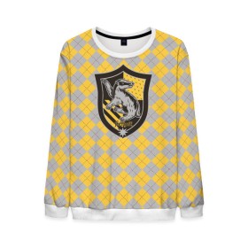 Мужской свитшот 3D с принтом Coat of Hufflepuff в Курске, 100% полиэстер с мягким внутренним слоем | круглый вырез горловины, мягкая резинка на манжетах и поясе, свободная посадка по фигуре | vdgerir | гарри поттер | гриффиндор | дамблдор | добби | слизерин | хогвартс