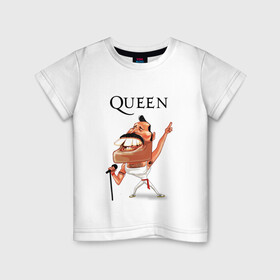 Детская футболка хлопок с принтом QUEEN в Курске, 100% хлопок | круглый вырез горловины, полуприлегающий силуэт, длина до линии бедер | freddy | music | queen | rock | рок | фредди меркури