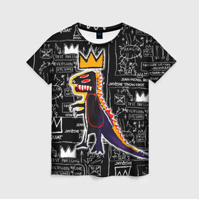 Женская футболка 3D с принтом Basquiat Dinosaur в Курске, 100% полиэфир ( синтетическое хлопкоподобное полотно) | прямой крой, круглый вырез горловины, длина до линии бедер | art | louis vuitton | lv
