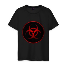 Мужская футболка хлопок с принтом Biohazard в Курске, 100% хлопок | прямой крой, круглый вырез горловины, длина до линии бедер, слегка спущенное плечо. | biohazard | бактерии | бактерия | биологическая опасность | вирус | вирусы | заражение | зараза | заразный | знак | микроб | микробы | опасно | опасность | предупреждение | эпидемия