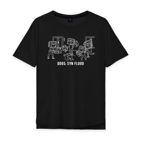 Мужская футболка хлопок Oversize с принтом DDoS: SYN Flood white в Курске, 100% хлопок | свободный крой, круглый ворот, “спинка” длиннее передней части | ddos | it comics | it комикс | syn flood | ддос | ддос атака