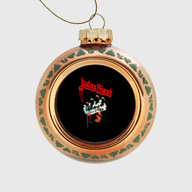 Стеклянный ёлочный шар с принтом Judas Priest в Курске, Стекло | Диаметр: 80 мм | judas | priest | грув метал | группа | рок | хард рок | хеви метал