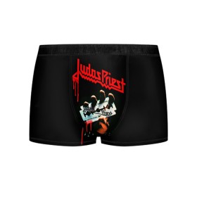Мужские трусы 3D с принтом Judas Priest в Курске, 50% хлопок, 50% полиэстер | классическая посадка, на поясе мягкая тканевая резинка | judas | priest | грув метал | группа | рок | хард рок | хеви метал