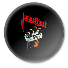 Значок с принтом Judas Priest в Курске,  металл | круглая форма, металлическая застежка в виде булавки | Тематика изображения на принте: judas | priest | грув метал | группа | рок | хард рок | хеви метал