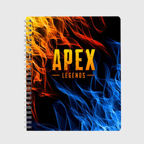 Тетрадь с принтом APEX LEGENDS в Курске, 100% бумага | 48 листов, плотность листов — 60 г/м2, плотность картонной обложки — 250 г/м2. Листы скреплены сбоку удобной пружинной спиралью. Уголки страниц и обложки скругленные. Цвет линий — светло-серый
 | apex | apex legends | battle | battle royal | bloodhound | titanfall | wraith | апекс | апекс легендс | батл рояль | битва | война | каустик | королевская битва