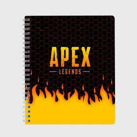 Тетрадь с принтом APEX LEGENDS в Курске, 100% бумага | 48 листов, плотность листов — 60 г/м2, плотность картонной обложки — 250 г/м2. Листы скреплены сбоку удобной пружинной спиралью. Уголки страниц и обложки скругленные. Цвет линий — светло-серый
 | apex | apex legends | battle | battle royal | bloodhound | titanfall | wraith | апекс | апекс легендс | батл рояль | битва | война | каустик | королевская битва