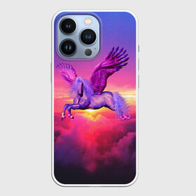 Чехол для iPhone 13 Pro с принтом Dusk Sky Horse в Курске,  |  | Тематика изображения на принте: высота | закат | конь | крылья | легенды | летать | летающий | лошадь | мистический | мифология | мифы | небесный | небо | облака | облач | пегас | плед | подушка | полет | пурпурный | сумерки | сумка