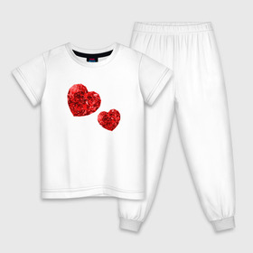 Детская пижама хлопок с принтом Рубиновые сердца в Курске, 100% хлопок |  брюки и футболка прямого кроя, без карманов, на брюках мягкая резинка на поясе и по низу штанин
 | Тематика изображения на принте: вместе | любовь | пара | рубин | сердце