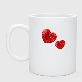 Кружка керамическая с принтом Рубиновые сердца в Курске, керамика | объем — 330 мл, диаметр — 80 мм. Принт наносится на бока кружки, можно сделать два разных изображения | вместе | любовь | пара | рубин | сердце