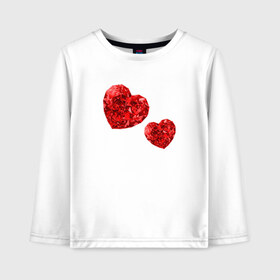 Детский лонгслив хлопок с принтом Рубиновые сердца в Курске, 100% хлопок | круглый вырез горловины, полуприлегающий силуэт, длина до линии бедер | вместе | любовь | пара | рубин | сердце
