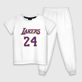 Детская пижама хлопок с принтом Lakers 24 в Курске, 100% хлопок |  брюки и футболка прямого кроя, без карманов, на брюках мягкая резинка на поясе и по низу штанин
 | basketball | black | bryant | game | james | kobe | kobebryant | lakers | lebron | los angeles | mamba | nba | rip | slam dunk | баскетбол | баскетболист | брайант | браянт | джеймс | игрок | коби | леброн | лейкерс | лос анджеле