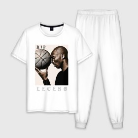 Мужская пижама хлопок с принтом Kobe - RIP Legend в Курске, 100% хлопок | брюки и футболка прямого кроя, без карманов, на брюках мягкая резинка на поясе и по низу штанин
 | Тематика изображения на принте: basketball | black | bryant | game | james | kobe | kobebryant | lakers | lebron | los angeles | mamba | nba | rip | slam dunk | баскетбол | баскетболист | брайант | браянт | джеймс | игрок | коби | леброн | лейкерс | лос анджеле