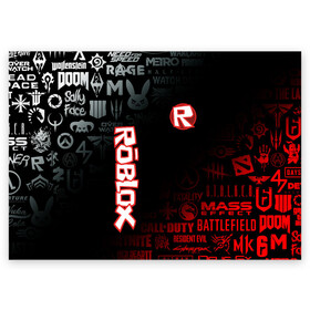 Поздравительная открытка с принтом ROBLOX | РОБЛОКС (Z) в Курске, 100% бумага | плотность бумаги 280 г/м2, матовая, на обратной стороне линовка и место для марки
 | game | gamer | logo | minecraft | roblox | simulator | игра | конструктор | лого | майнкрафт | симулятор | строительство | фигура
