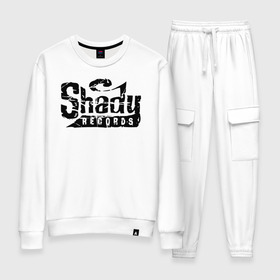Женский костюм хлопок с принтом Eminem Slim Shady в Курске, 100% хлопок | на свитшоте круглая горловина, мягкая резинка по низу. Брюки заужены к низу, на них два вида карманов: два 