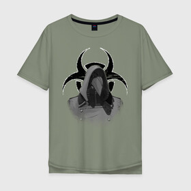 Мужская футболка хлопок Oversize с принтом Plague Doctor в Курске, 100% хлопок | свободный крой, круглый ворот, “спинка” длиннее передней части | biohazard | plague doctor | биологическая опасность | чумной доктор