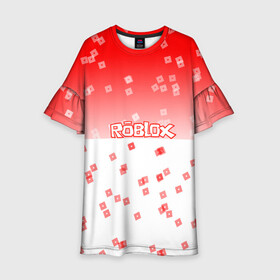 Детское платье 3D с принтом ROBLOX в Курске, 100% полиэстер | прямой силуэт, чуть расширенный к низу. Круглая горловина, на рукавах — воланы | Тематика изображения на принте: 3d | roblox | игра | лого | логотип | надпись | онлайн | платформа | роблокс | эмблема